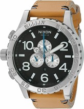 Nixon Men&#39;s A1242299-00 51-30 Beige Leather Chronometer Watch - £334.01 GBP