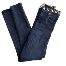 Agolde Black Gold Studed Waist Band High Rise Skinny Jeans Size 27 Waist 25 Inch - £52.07 GBP