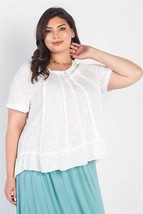 Women&#39;s Plus Size White Trim Detail Short Sleeve Top (1XL) - £22.15 GBP