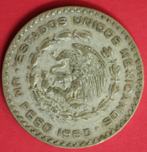 1963 Mexico Un 1 Peso .10 Silver Coin Morelos Estados Unidos Mexicanos G... - $14.24