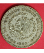 1963 Mexico Un 1 Peso .10 Silver Coin Morelos Estados Unidos Mexicanos G... - $19.52 CAD