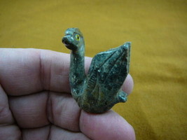 (Y-SWA-5) SWAN gray baby bird carving SOAPSTONE gem stone figurine I lov... - $8.59