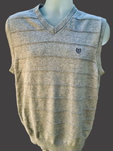 Ralph Lauren Chaps Mens Solid Gray Ribbed Vneck Sleeveless Sweater Vest Large - $27.92