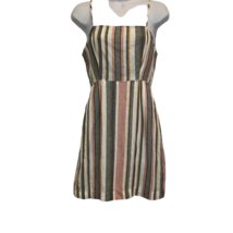 Forever 21 Womens Small Gray Pink Striped Linen Blend Spaghetti Strap Mini Dress - £11.20 GBP
