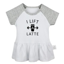 I Lift A Latte Newborn Baby Girls Dress Toddler Infant 100% Cotton Clothes - £10.62 GBP