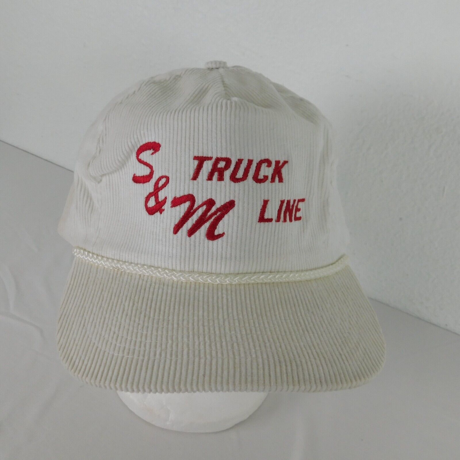 Primary image for S&M Truck Line Mens One Size White Baseball Cap Embroidered Corduroy Otto