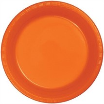 Orange 10&quot; Plastic Dinner Plates 20 Per Pack Tableware Decorations Supplies - £12.69 GBP