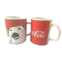 Coca - Cola Coffee Mugs by Gibson Set of 2 Polar Bear &amp; Coke Logo Vintage - £13.41 GBP
