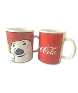 Coca - Cola Coffee Mugs by Gibson Set of 2 Polar Bear &amp; Coke Logo Vintage - $16.83