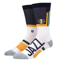 Stance Utah Jazz Shortcut 2 Infiknit Casual Crew Socks Mens L (9-13) White Multi - $9.47