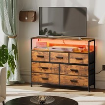Dresser for Bedroom TV Cabinet With LED Lights and Power Socket Chest of Drawers - £117.05 GBP