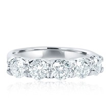 1.70 CT Round Cut 5 Stone U-Shape Prong Set Diamond Wedding Band 14k White Gold - £2,335.39 GBP