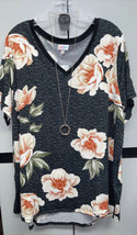 NWT LuLaRoe 3XL Black White Static Blush Brown Green Roses Soft Knit Christy Tee - £29.88 GBP