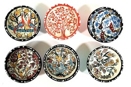 Nakkas Cini Finger Dip Bowls 3&quot; Mini Hand Painted Hand Made Set of 6 Tur... - $20.99