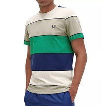 Fred Perry Men&#39;s Short Sleeve Bold Striped Crewneck Tee Shirt M5608 Seag... - £38.63 GBP