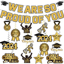 Black and Gold Graduation Party Decorations 2024, We Are so Proud of You Graduat - £19.70 GBP