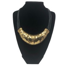 Vintage Chico&#39;s Women&#39;s Hammered Brass Statement Necklace Retro Fashion Chic - £19.76 GBP