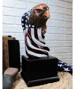 Large 12&quot; American Bald Eagle On Star Spangled Banner Flag Bust Statue W... - €96,08 EUR