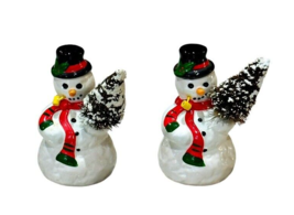 DEPT 56 Snow Village  Snowmen with Christmas Trees Set of 2 A Tree For Me NO BOX - £6.09 GBP