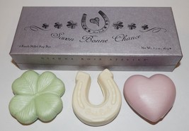 Gianna Rose Atelier Savon Bonne Chance 4 Leaf Clover Horseshoe &amp; Heart Soaps - £22.97 GBP