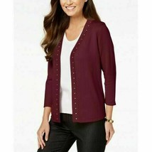 JM Collection Womens Large Cherry Pie Studded Cardigan Sweater NWT F12 - £23.11 GBP