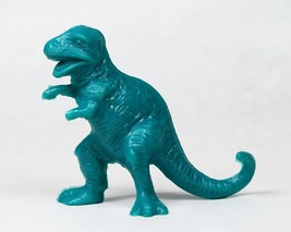 Joy Toy T-Rex Teal Dinosaur Figure Vintage 1980s Ajax Tootsie Toy 04220 - $9.70