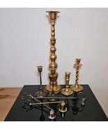 Vtg Brass Candlestick Alter Candle Holders Snuffer Mixed Lot of 8 Weddin... - $1,171.03 MXN