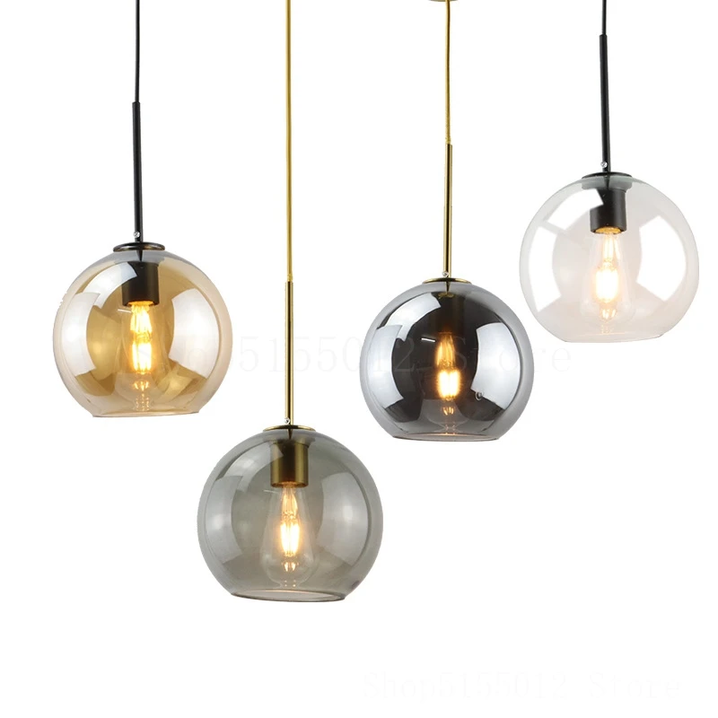  glass balls lustre pendant light living room decoration restaurant industrial lighting thumb200