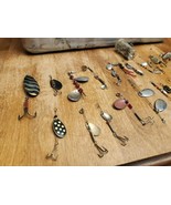 Lot of 40 Vintage Fishing Spinners Veltic Gibbs Marathon Mepps Lucky Str... - $50.88