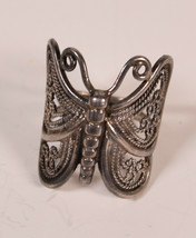 Vintage Sterling Silver Filigree Butterfly Wrap Around Ring Size 6 - £49.06 GBP
