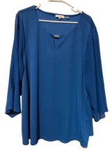 Calvin Klein Pullover Royal Blue Blouse Top 3/4 Sleeves Size 2X Career Wear - £12.81 GBP