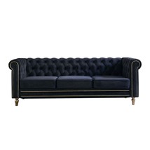 Black Chesterfield Velvet Sofa (84.65&quot;) - £601.99 GBP