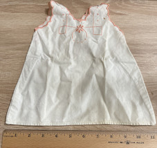 Vintage Infant&#39;s Preemie Size Baby Dress Ivory Peach Embroidery - £20.53 GBP