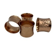 Set of Four (4) Copper Hammered Napkin Holders Rings 1.5&quot; wide and 1 7/8&quot; Diam. - £11.75 GBP
