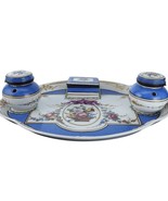 Antique Sevres Style French Porcelain Inkwells/tray/Match box - $326.70