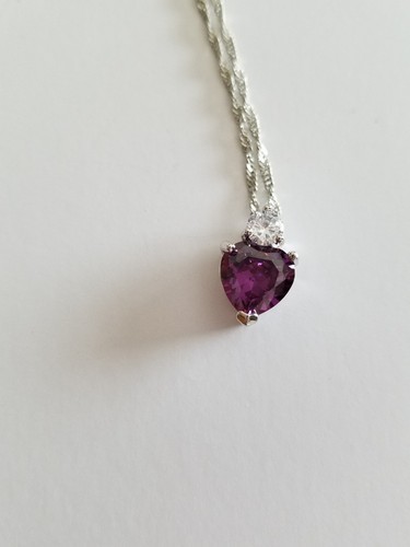 Fashion Jewelry ~ Silver-tone ~ Heart Design with a Purple Crystal ~ Necklace  Item image 6