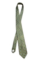 Peter Millar Italy Luxury Tie Green Geometric Silk Necktie Classic Modern - £11.76 GBP