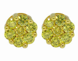 0.60Ct Round Cut Diamond Flower Canary Ladies Earring 10K Yellow Gold Finish  - £70.08 GBP