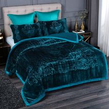 Solid Teal Faux Fur Sherpa Blanket Soft Fuzzy Luxurious Fluffy Plush blanket 8lb - £95.90 GBP