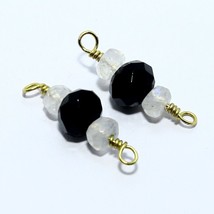 Black Spinel Rainbow Moonstone Gold Plated Vermeil Beads Natural Loose Gemstone - £2.47 GBP