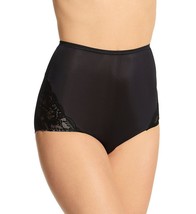 Three Shadowline Nylon Full cut Briefs with side lace Style 17082 Size 8 Black - £27.92 GBP