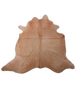 Solid Beige Cowhide Rug Size: 6 1/4x5 3/4 feet C-1474 - $137.61