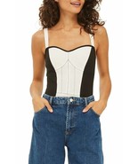 Topshop 04B01MMON Corset Color block Bodysuit Sz 8 US Black Ivory - £40.14 GBP