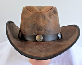 Overland Renegade Leather Cowboy Hat with Buffalo Nickels Size M - 7 To ... - $105.00