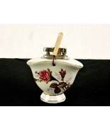 Porcelain Table Lighter, Basket Shape, Faux Wicker Handle, Floral Patter... - $24.45