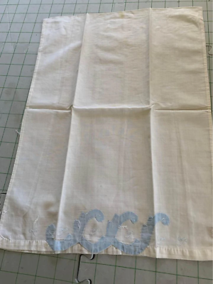 Vintage Appliqué Blue Pillow Case #24b - $7.60