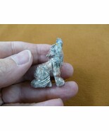 (Y-COY-20) little white red COYOTE wolf wild dog figurine SOAPSTONE ston... - $12.05 CAD