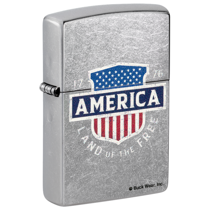 Zippo Lighter - Buck Wear™ 1776 Land of the Free Street Brass - 856094 - $23.28