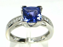 2ct Princess Cut Blue Tanzanite Diamond Engagement Ring 14K White Gold Over Girl - £76.44 GBP