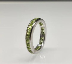Natural Peridot Full Eternity Matching Band, 925 Sterling Silver Promise Ring - £47.60 GBP